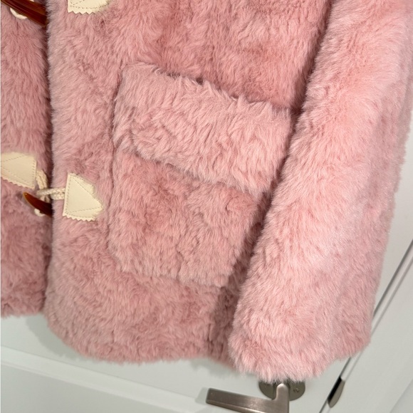 Pink Faux Fur Duffle Coat Teddy Jacket Size M Cute Soft Girl Korean Style - Picture 5 of 9